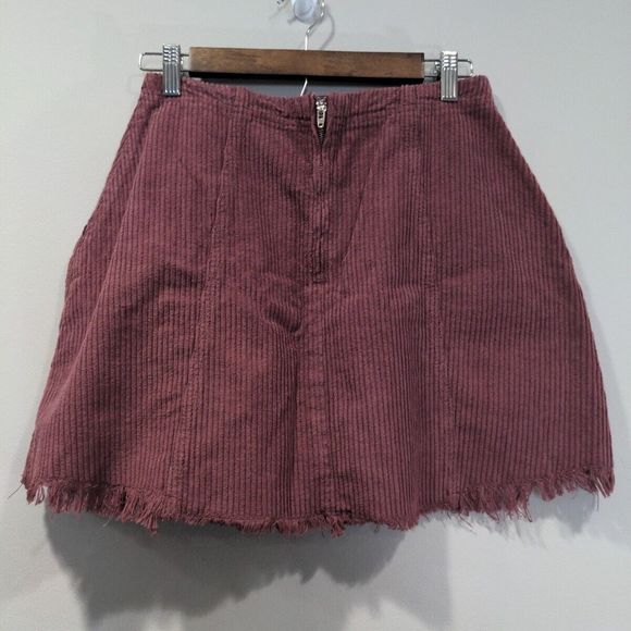 Free People Womens Kendall Corduroy Mini Skirt Size 2 Purple Raw Hem High Rise - Picture 5 of 10